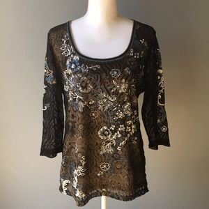 Vanilla Sugar Scoop-neck Mesh Lace Print